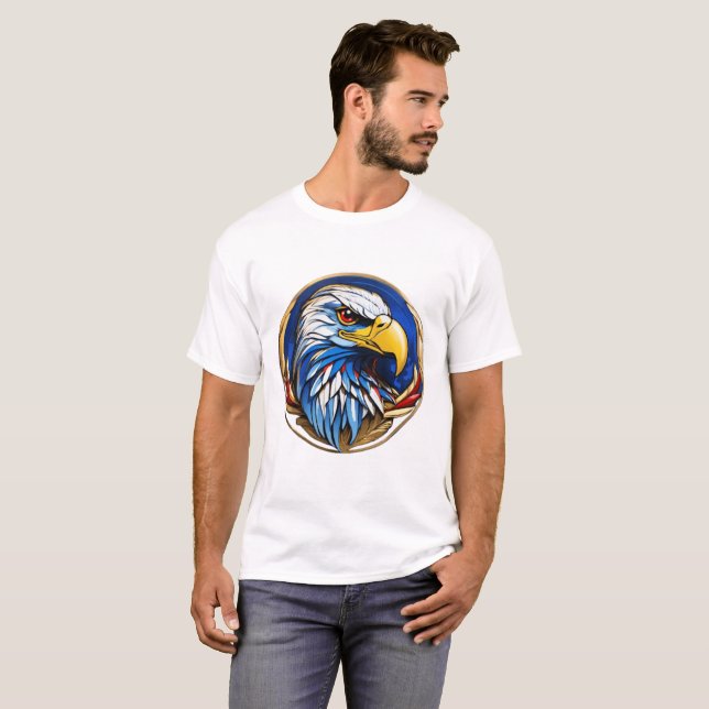 Camiseta Diseño de Emblema de Águila Patriótica, (Anverso completo)
