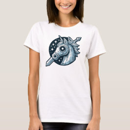 Camiseta Diseño de emblema místico de unicornio y espada