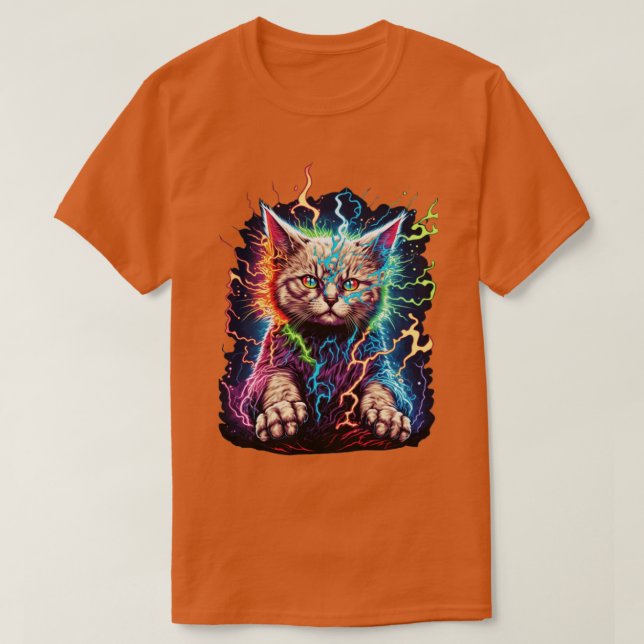 Camiseta Diseño de energía eléctrica para gatos (Diseño del anverso)