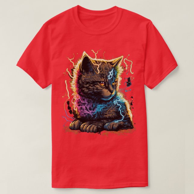 Camiseta Diseño de energía eléctrica para gatos1 (Diseño del anverso)