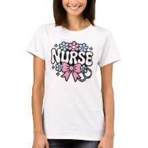 Diseño de enfermera retro lindo con flores y lazo