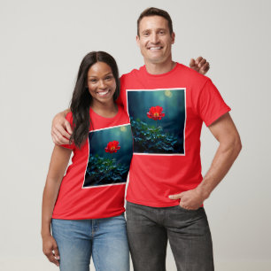 Camiseta Diseño de enfoque de flor roja única