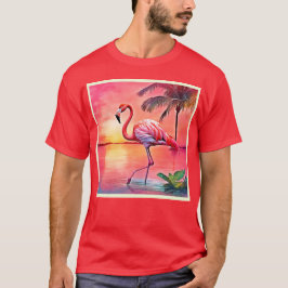 Camiseta Diseño de escena de flamenco rosa