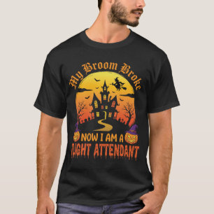 Camiseta Diseño de Escoba de Bruja para Auxiliar de Vuelo d