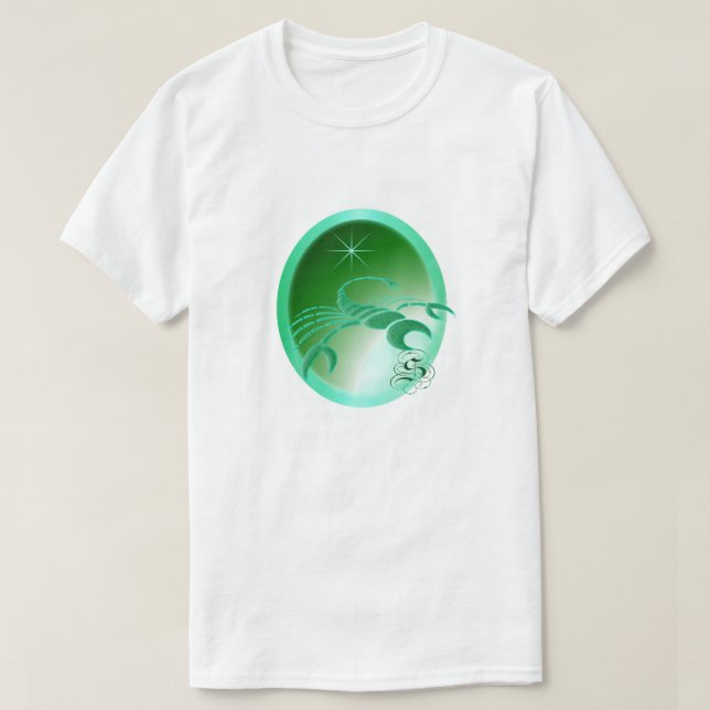 Camiseta Diseño de Escorpio Verde de Rótulo Zodiac (Diseño del anverso)
