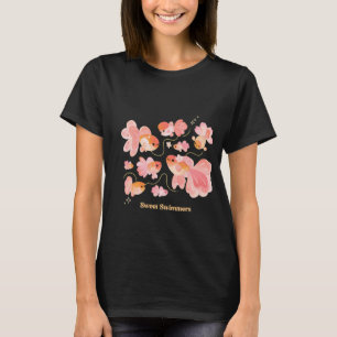Camiseta Diseño de Escuela de Peces Dorados Kawaii Pastel