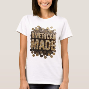 Camiseta Diseño de eslogan Bold Gold HECHO EN AMÉRICA