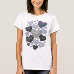 Camiseta Diseño de eslogan Corazones de amor gris juguetón