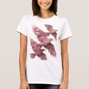 Camiseta Diseño de eslogan de aves rosadas de plata frescas