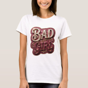 Camiseta Diseño de eslogan de chica mala en oro moderno