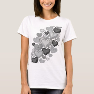 Camiseta Diseño de eslogan de corazones y estrellas grises 