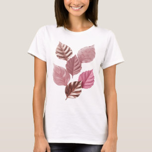 Camiseta Diseño de eslogan de Hojas Rosadas de Plata Snappy