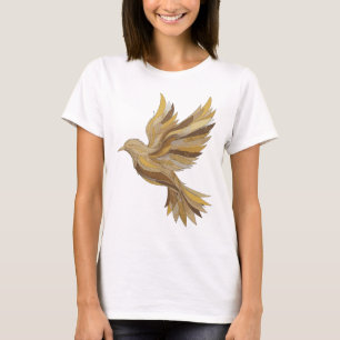 Camiseta Diseño de eslogan de pájaro dorado gris genial