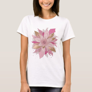 Camiseta Diseño de eslogan de plata elegante con flor rosa
