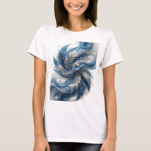 Camiseta Diseño de eslogan de plumas azules plateadas ingen