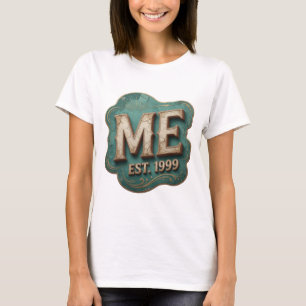Camiseta Diseño de eslogan dorado vibrante ME EST 1999