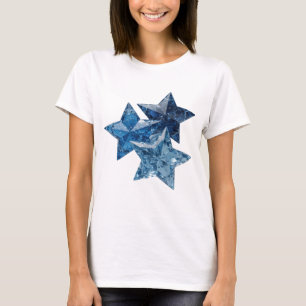 Camiseta Diseño de eslogan ESTRELLAS AZULES Plateado Intens