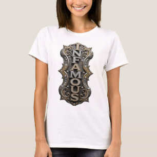 Camiseta Diseño de eslogan INFAME de oro crujiente