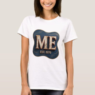 Camiseta Diseño de eslogan ME EST 1970 dorado juguetón