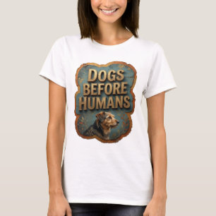 Camiseta Diseño de eslogan oro moderno PERROS ANTES QUE HUM