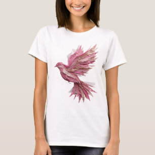 Camiseta Diseño de eslogan PÁJARO ROSA de plata limpia
