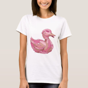 Camiseta Diseño de eslogan PATO ROSA PLATAEADO con diamante
