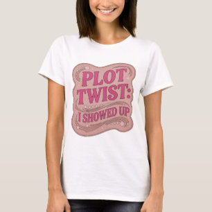 Camiseta Diseño de eslogan PLOT TWIST rosa impactante