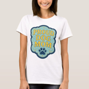 Camiseta Diseño de eslogan PROUD DOG MOM Amarillo con Decla