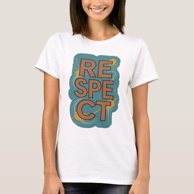 Camiseta Diseño de eslogan RESPETO de naranja fresca (Anverso)
