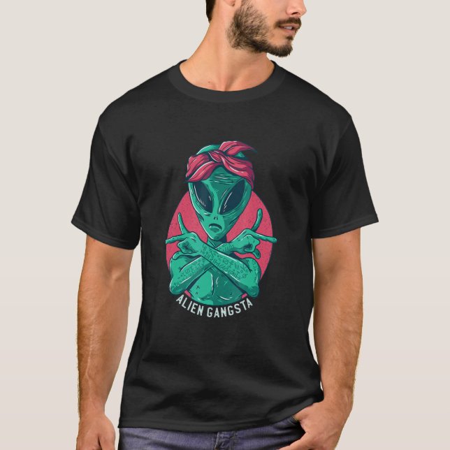 Camiseta Diseño de espacio exterior compacto Alien Gangsta (Anverso)