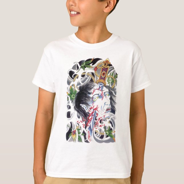 Camiseta Diseño de espada grotesca japonesa (Anverso)