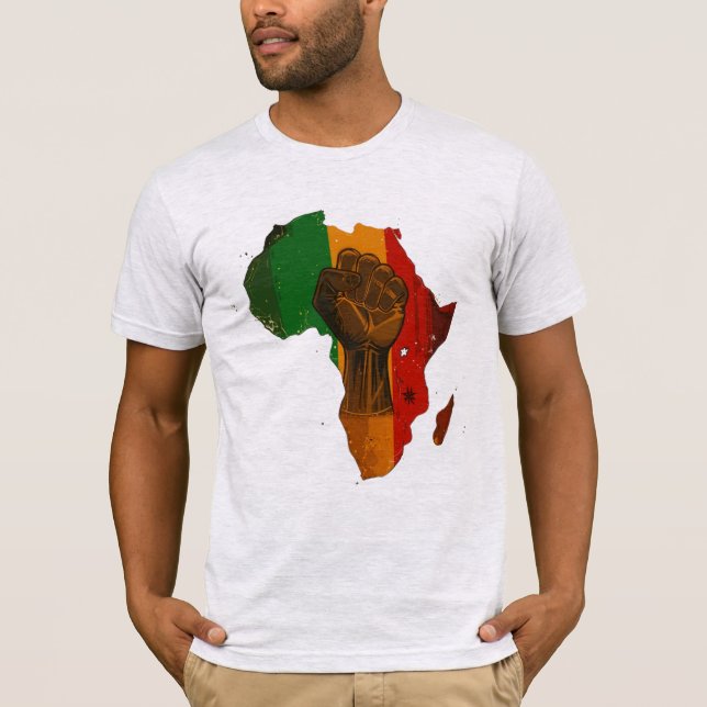 Camiseta Diseño de esquema panafricano de puño levantado y  (Anverso)