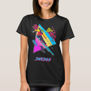 Camiseta Diseño de esquí retro vibrante de Suecia