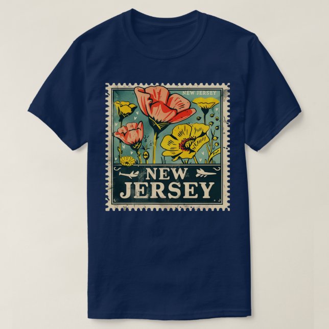 Camiseta Diseño de estampado de flores del estado de Nueva  (Diseño del anverso)