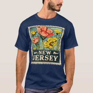 Camiseta Diseño de estampado de flores del estado de Nueva 