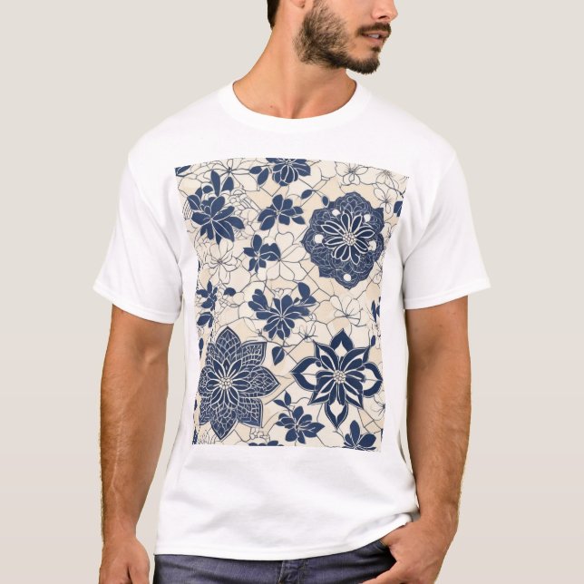 Camiseta Diseño de estampado de tela con patrón tradicional (Anverso)