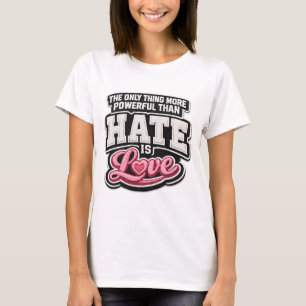 Camiseta Diseño de estilo de bordado Amor sobre Odio – San