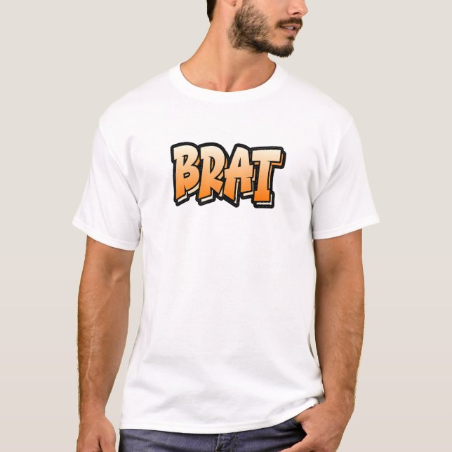 Camiseta Diseño de estilo de graffiti de latón que dice Bra (Anverso)