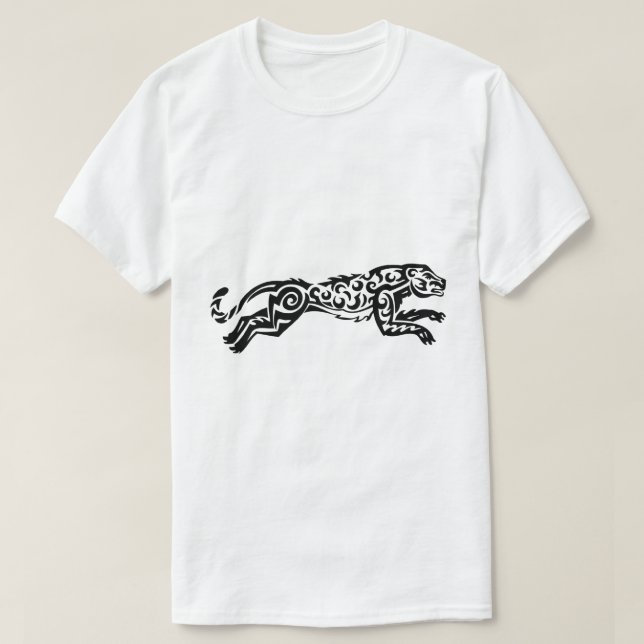 Camiseta Diseño de estilo de tatuaje de leopardo Diseño bla (Diseño del anverso)