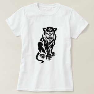 Camiseta Diseño de estilo de tatuaje de puma negro blanco