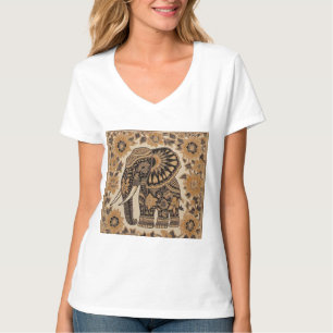 Camiseta Diseño de estilo vintage de elefante Batik