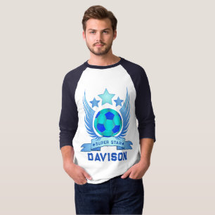 Camiseta Diseño de estrella de fútbol azul para hombres