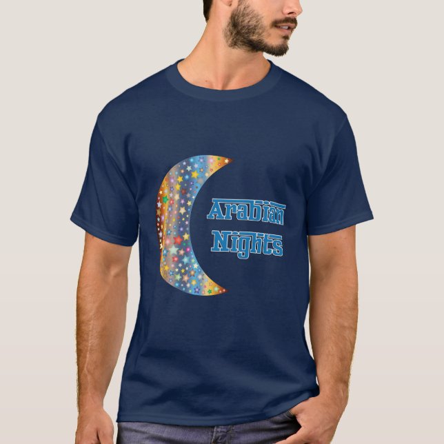 Camiseta Diseño de estrella de luna creciente en las noches (Anverso)
