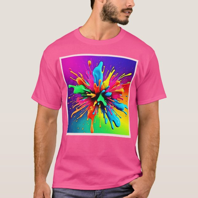 Camiseta Diseño de explosión de pintura vibrante (Anverso)