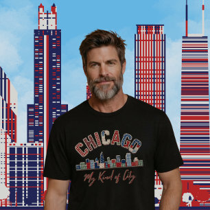 Camiseta Diseño de falso patchwork vibrante de Chicago
