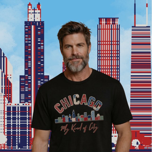 Camiseta Diseño de falso patchwork vibrante de Chicago (Subido por el creador)