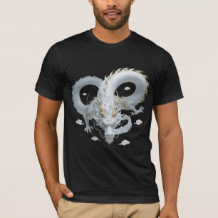 Camiseta Diseño de Fantasía Artística de Dragón de Oro Blan