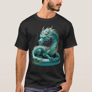 Camiseta Diseño de fantasía artística del dragón verde dora