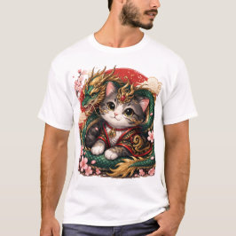 Camiseta Diseño de fantasía de gato dragón asiático mítico
