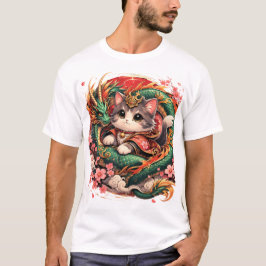 Camiseta Diseño de fantasía de gato dragón asiático mítico